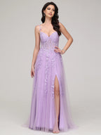 A-line Sweetheart Neck Sleeveless Zipper Up Sweep/Brush Train Prom Dress