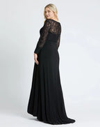 A Line High Neck Long Sleeve Zipper Up Sweep/Brush Train Plus Size Mother of the Bride Dress