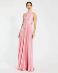 A Line High Neck Sleeveless Zipper Up Floor-Length Prom Dress