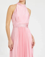 A Line High Neck Sleeveless Zipper Up Floor-Length Prom Dress