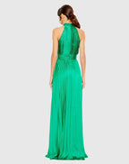 A Line High Neck Sleeveless Zipper Up Floor-Length Prom Dress