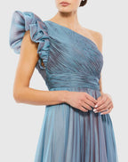 A Line One Shoulder Sleeveless Backless Sweep/Brush Train Prom Dress