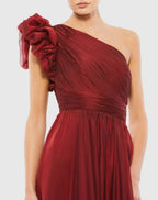 A Line One Shoulder Sleeveless Backless Sweep/Brush Train Prom Dress