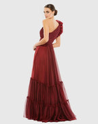 A Line One Shoulder Sleeveless Backless Sweep/Brush Train Prom Dress