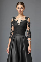 A Line Scoop Neck Long Sleeve Zipper Up Floor-Length Mother of the Bride Dress
