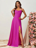 A Line Spaghetti Strap Sleeveless Backless Sweep/Brush Train Prom Dress