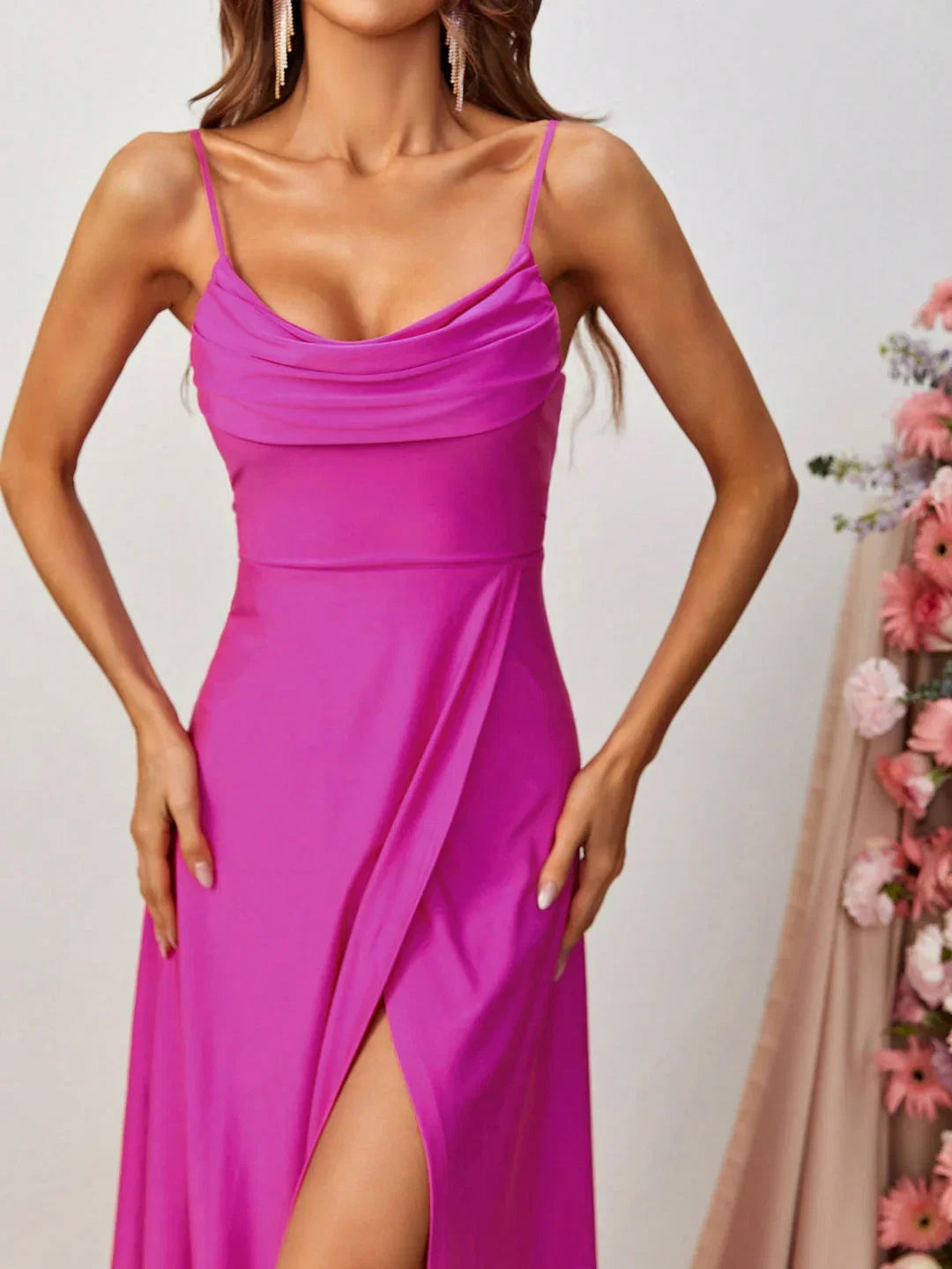 A Line Spaghetti Strap Sleeveless Backless Sweep/Brush Train Prom Dress