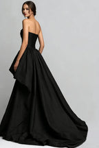 Ball Gown Strapless Sleeveless Pleated High-Low Prom Dress