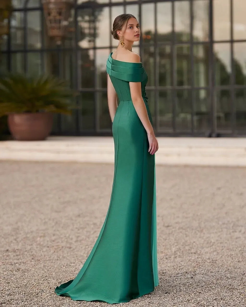 Ball Gown Short Sleeve One Shoulder Appliques Floor-Length Mother Of The Bride Dress