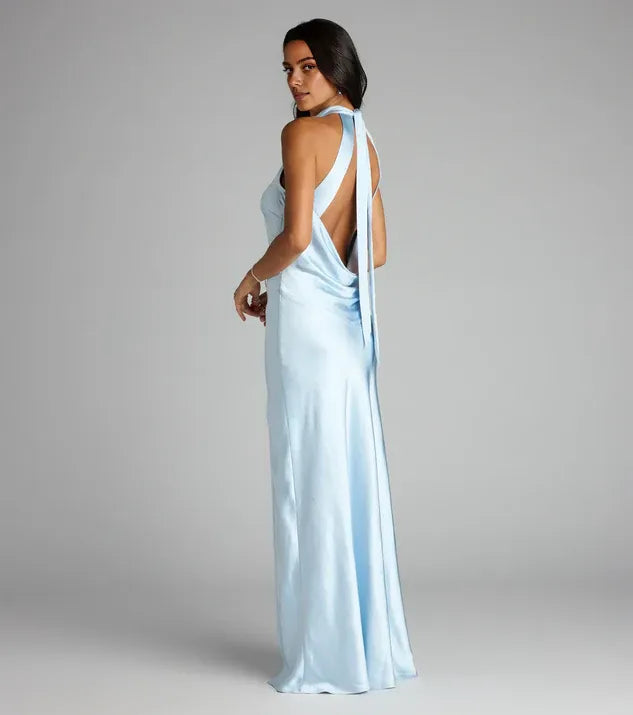 Bodycon Halter Neck Sleeveless Open Back Floor-length Prom Dress
