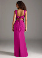 Elegant Chiffon Bridesmaid Dresses with Square Neck and Side Split Detailing