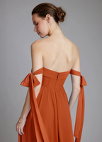 Elegant Chiffon Off-Shoulder Sweetheart Bow Tie High-Slit Floor-Length Bridesmaid Dress
