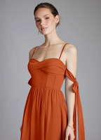 Elegant Chiffon Off-Shoulder Sweetheart Bow Tie High-Slit Floor-Length Bridesmaid Dress