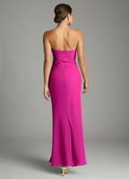 Elegant Chiffon Sheath Strapless Pleated Bodice Open Back Floor Length Bridesmaid Dress