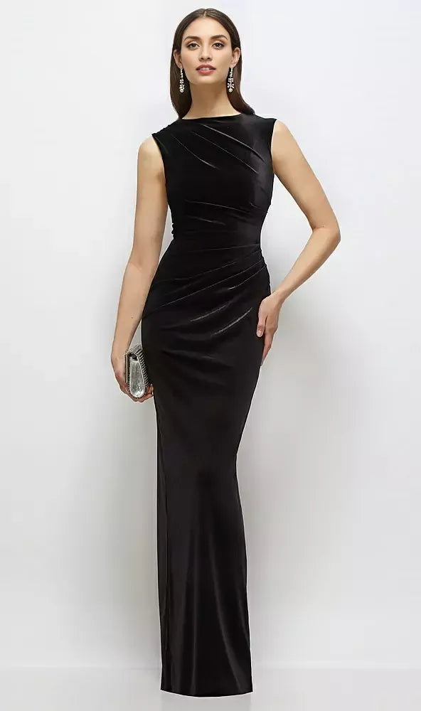 Column High-Neck Sleeveless Zipper Up Floor-Length Mother of the Bride Dress