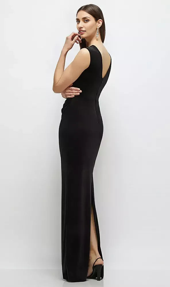 Column High-Neck Sleeveless Zipper Up Floor-Length Mother of the Bride Dress