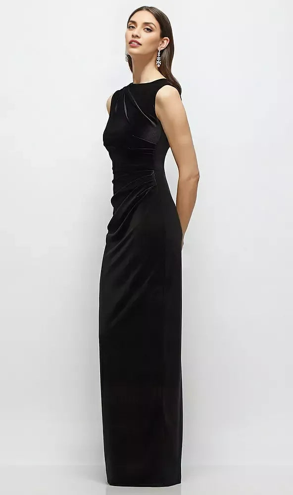 Column High-Neck Sleeveless Zipper Up Floor-Length Mother of the Bride Dress