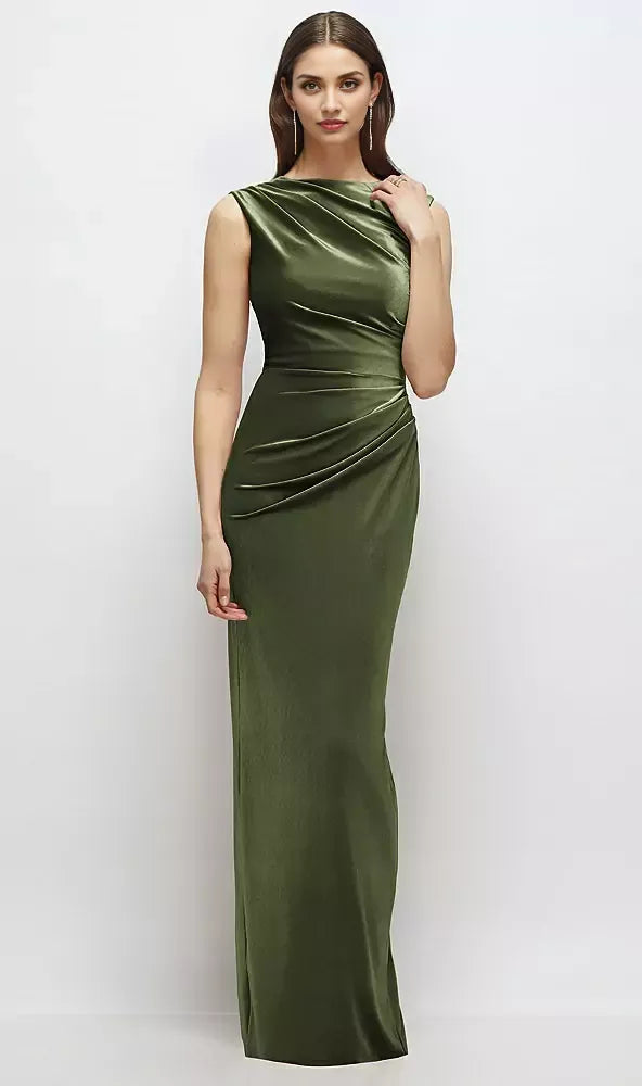 Column High-Neck Sleeveless Zipper Up Floor-Length Mother of the Bride Dress