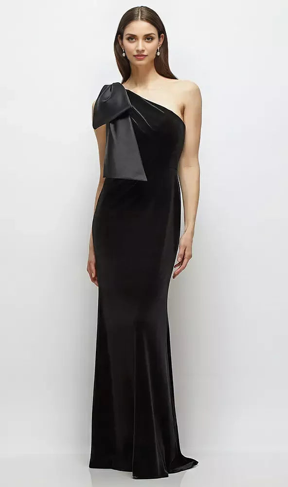 Column One-Shoulder Sleeveless Backless Floor-Length Mother of the Bride Dress