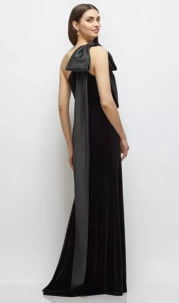 Column One-Shoulder Sleeveless Backless Floor-Length Mother of the Bride Dress