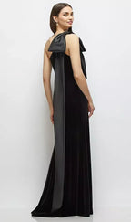 Column One-Shoulder Sleeveless Backless Floor-Length Mother of the Bride Dress