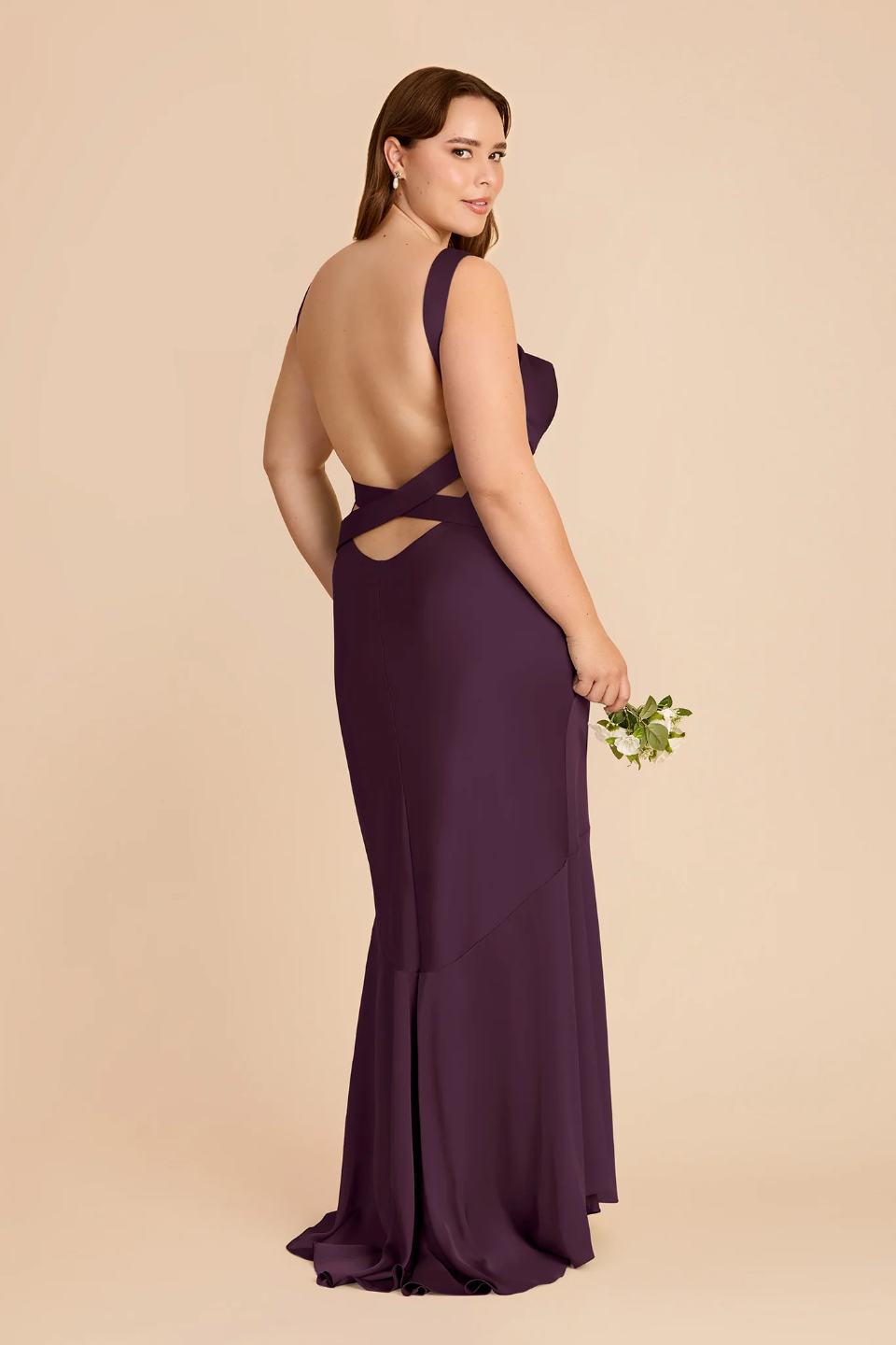 Elegant Cowl Neck Satin Bridesmaid Dress with Crisscross Open Back and Mermaid Skirt