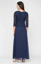 Fitted Boat Neck Long Sleeve Ankle-Length Mother of the Bride Dress