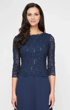 Fitted Boat Neck Long Sleeve Ankle-Length Mother of the Bride Dress