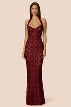 Fitted Halter Neck Sleeveless Backless Floor-Length Prom Dress