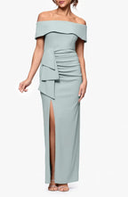 Fitted Off the Shoulder Sleeveless Zipper Up Ankle-Length Prom Dress