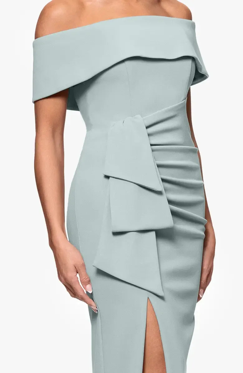 Fitted Off the Shoulder Sleeveless Zipper Up Ankle-Length Prom Dress