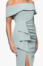 Fitted Off the Shoulder Sleeveless Zipper Up Ankle-Length Prom Dress