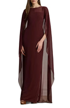 Fitted Scoop Neck Cape Sleeve Zipper Up Floor-Length Prom Dress