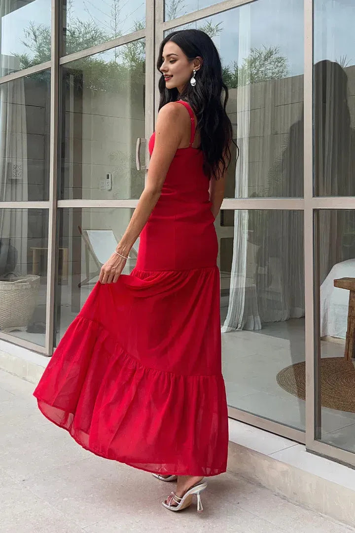 Fitted Square Neck Sleeveless Backless Floor-Length Prom Dress
