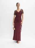 Fitted V-Neck Short Sleeve Zipper Up Floor-Length Prom Dress