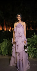 Halter Sleeveless A Line Ruffles Long Prom Dress