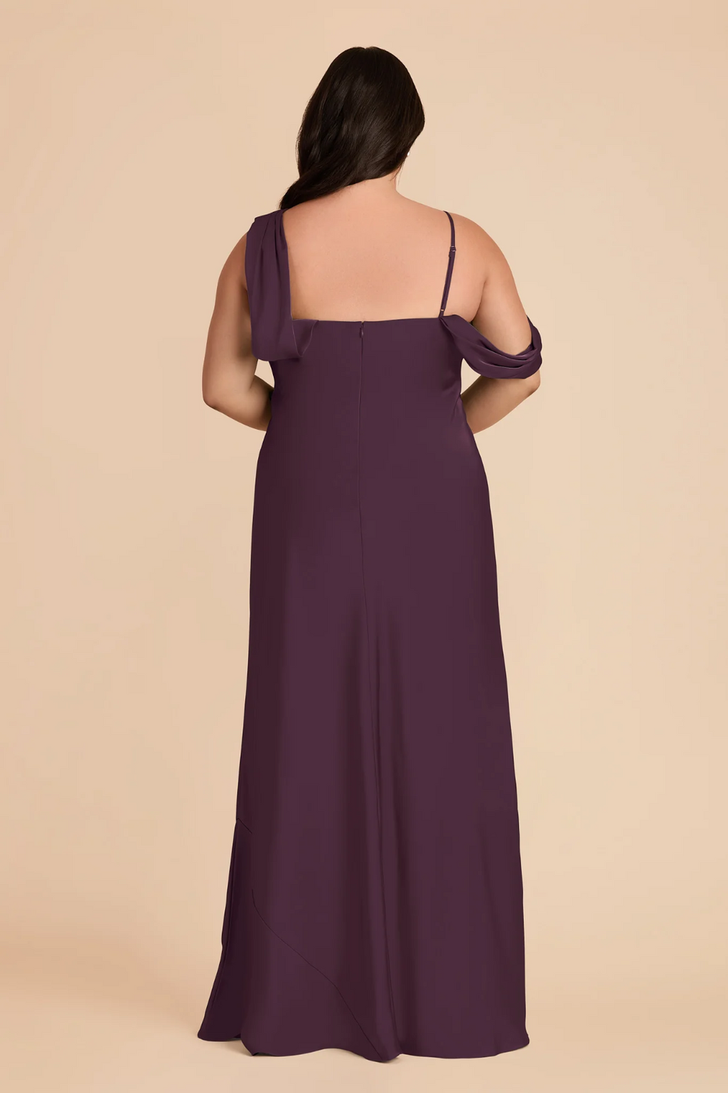 Elegant Luxe One-Shoulder Draped Satin Backless Floor-Length Bridesmaid Dress with Ruched Detail