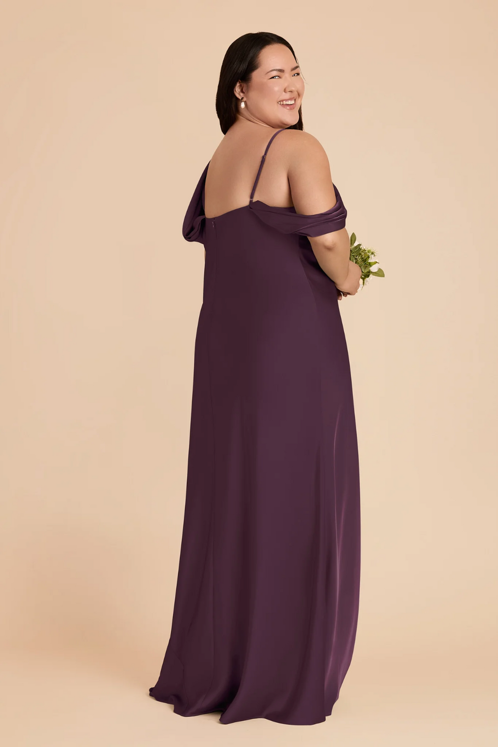 Elegant Luxe One-Shoulder Draped Satin Backless Floor-Length Bridesmaid Dress with Ruched Detail