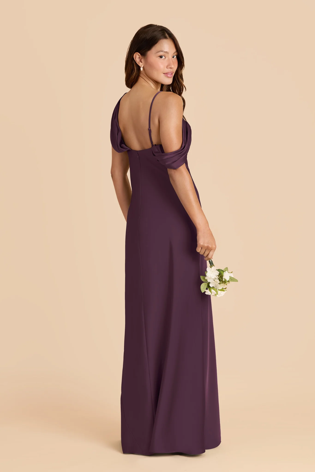 Elegant Luxe One-Shoulder Draped Satin Backless Floor-Length Bridesmaid Dress with Ruched Detail