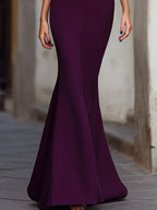 Glamorous Mermaid Satin Prom Dress With Off Shoulder Bow Ruched Silhouette For Prom Night