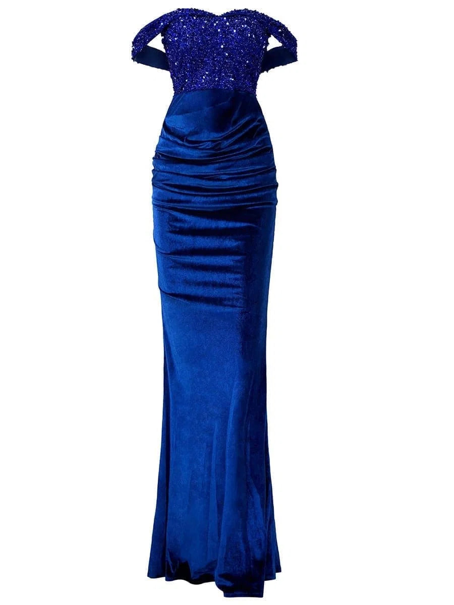 Mermaid Off Shoulder Sleeveless Zipper Up Floor-Length Prom Dress