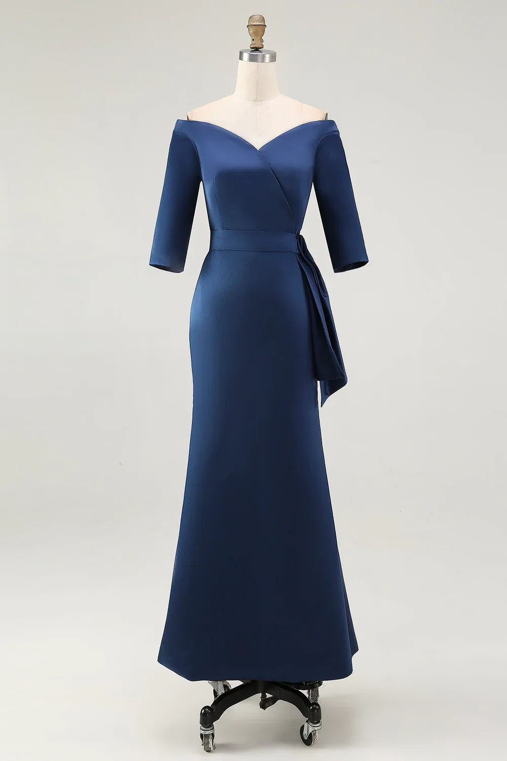 Mermaid Off the Shoulder Short Sleeve Zipper Up Floor-Length Mother of the Bride Dress