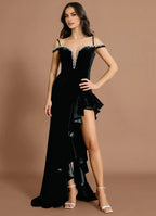 Mermaid Off the Shoulder Sleeveless Up Sweep/Brush Train Evening Dress