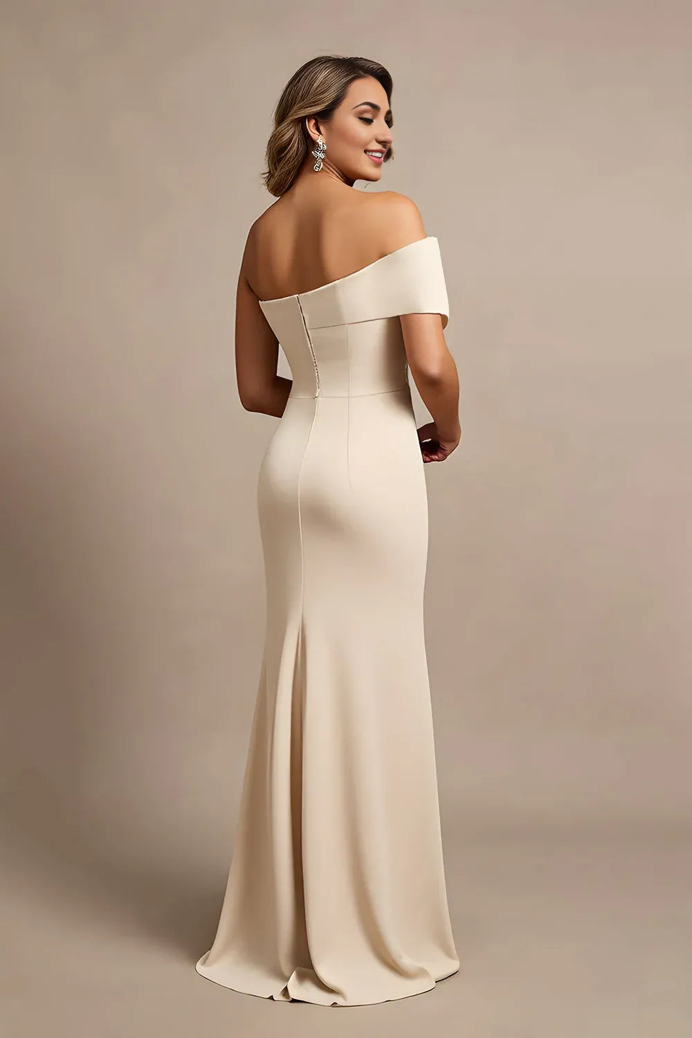 Mermaid Off the Shoulder Sleeveless Zipper Up Sweep/Brush Train Mother of the Bride Dress