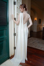 Ivory Mermaid One-Shoulder Chiffon-Drape Floor-Length Prom Dress