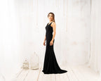 Elegant Mermaid Prom Dress With Floral Lace Open Back Scoop Neck Short Train For Prom Night