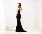 Elegant Mermaid Prom Dress With Floral Lace Open Back Scoop Neck Short Train For Prom Night