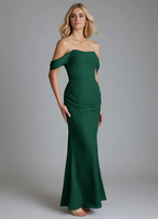 Elegant Mermaid Silhouette Off-The-Shoulder Ruched Back Zipper Floor-Length Bridesmaid Dress