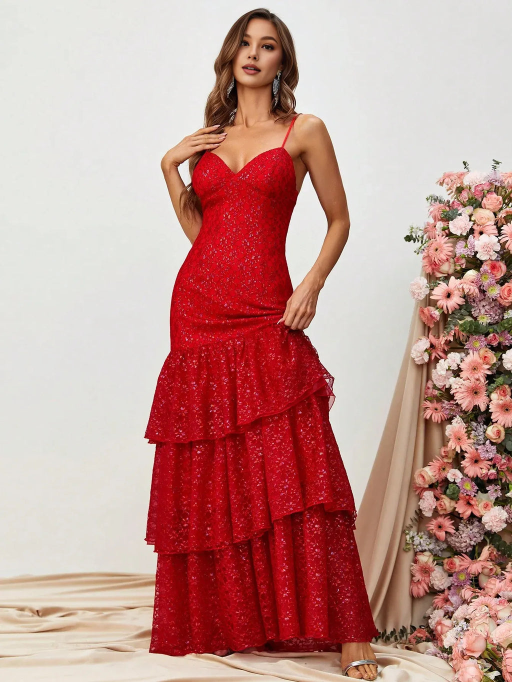 Mermaid Spaghetti Strap Sleeveless Zipper Up Floor-Length Prom Dress
