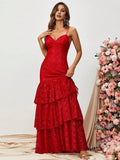 Mermaid Spaghetti Strap Sleeveless Zipper Up Floor-Length Prom Dress